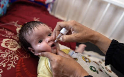 VACUNAN EN GAZA A LOS NIÑOS EN LAS PAUSAS ENTRE COMBATES